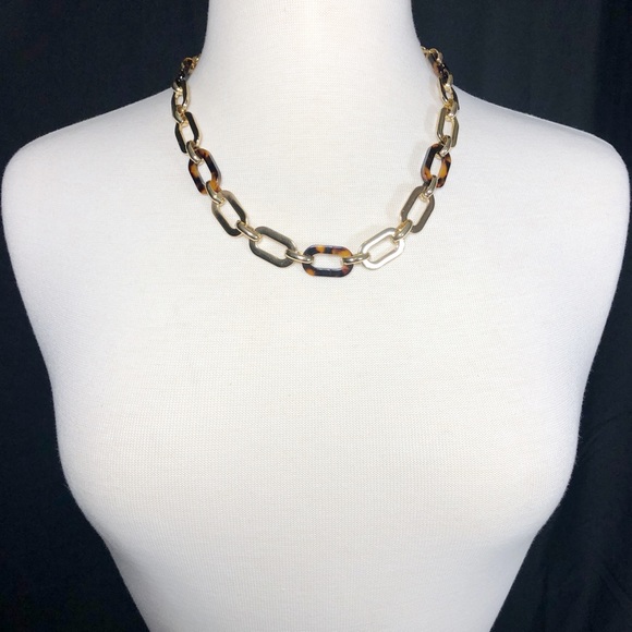 Tortoise Shell Acrylic Chain Necklace Earrings Set - Picture 3 of 3